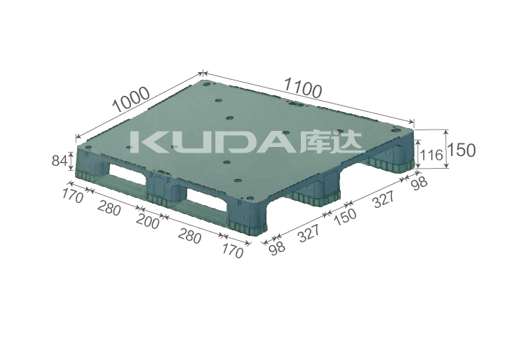 1110A平板川字（置鋼管）塑料托盤